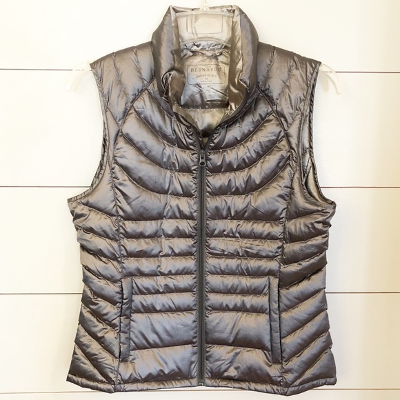 Bernardo Jackets & Blazers - Bernardo Gray/Silver Packable Goose Down Vest!